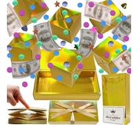 JINSTABAG Caja de regalo sorpresa explosión para dinero, cajas de regalo plegables únicas para cumpleaños, Navidad, aniversario, día de San Valentín (dorado)