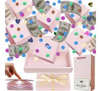 JINSTABAG Caja sorpresa de regalo para dinero, cajas de regalo plegables únicas con confeti, caja de regalo sorpresa explosión para cumpleaños, aniversario, día de San Valentín (rosa)