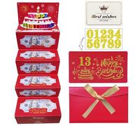 JINSTABAG Sobre de dinero de cumpleaños para regalos en efectivo, soporte para tarjetas de cumpleaños con pastel 3D y calcomanía de bricolaje para cualquier edad, ideas de regalo de dinero para