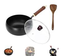 Jinswhdre Cast Iron Skillet, Japanese Iron Pan, Hand-Forged Non-stick Pans Without Coating,Durable and Versatile Cookware, High Purity Frying Pans for Cooking (Glass Lid,26CM)