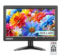 JINSWY Monitor de seguridad de 10.1 pulgadas, pantalla HD de 1024 x 600, puertos HDMI VGA BNC AV USB, altavoces integrados y control remoto, para vigilancia CCTV, DVR, PC, Raspberry Pi