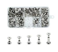 JINTANG 100 Juego de tornillos Chicago, remaches para cuero kit 4/6/8/10/15 mm, metal tornillo clavo remache botón Chicago, para DIY cinturón de cuero artesanía libro (plateada)