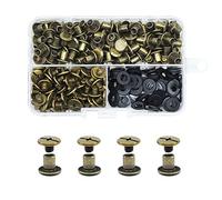 JINTANG 90pcs M5x5 remaches de tornillo,remaches para cuero,Tornillo Chicago Remache,Se utiliza para la artesanía de cuero DIY bolsa de ropa, zapatos, libros, y la decoración (Bronce)