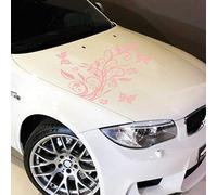 JINTORA Adhesivo - Pegatina de Parachoques para zarcillo Floral + 3 Mariposas. 92cm x 60cm Rosa chlaro - Ventana Trasera del Coche de Tuning Car Styling