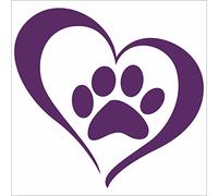 JINTORA Etiqueta para el Coche - Etiqueta engomada - Corazón con la Pata del Perro - 103x99 mm - JDM - Die Cut - Coche - Ventana - Laptop - Ventana - Violeta