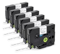 JINTUM 6 cintas TZe-231 compatibles con Brother P-Touch Label Maker de 12 mm 0,47 para impresora de etiquetas Brother PT-D210 PTD-400 PT-D410 PT-H100 PT-H105 PT-H107B, negro sobre blanco
