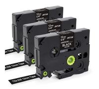 JINTUM Compatible TZe-335 Balck Cintas para Brother P-Touch TZc-335 TZe335 Blanco sobre Negro Cinta de etiquetas para P-Touch PT-H100R PT-H105 PT-H100LB PT-H110 H107B PT-D400 PT-D210 PT-E100 D600VP