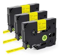 JINTUM TZe-631 Compatible para Brother TZe-631 TZe631 12mm Negro sobre Amarillo Cinta de etiquetas para PT-H105 PT-H107B PT-H100LB PT-H108 PT-D210 PT-D400 PT-1000 PT-1280 (3 unidades)