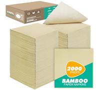JINVOGREE - 2000 servilletas de cóctel de bambú desechables de 1 capa plegadas de 5.3 x 5.3 pulgadas, respetuosas con el medio ambiente, compostables, para bares, almuerzos, fiestas, restaurantes y