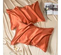 JinweiS 2 fundas de almohada de seda de morera suaves y agradables al tacto, fundas de almohada de tacto sedoso, dando a la piel un abrazo lujoso de 18.9 x 29.1 pulgadas (naranja)