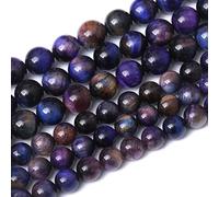 JinweiS 2 pulseras de cuentas de piedra natural de 6 mm, accesorios de joyería, piedra de ojo de tigre morado natural, cuentas sueltas semiacabadas