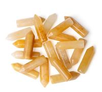 JinweiS 20 piezas de piedra natural amarilla, columna hexagonal de una sola punta, piedra de energía natural hecha a mano, accesorios para colgantes, manualidades decorativas, 32 x 8 mm