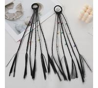 JinweiS 2Pcs extensiones de cabello trenzadas para, extensiones de cabello trenzadas con bandas de goma, extensiones largas trenzadas para coleta de caballo, accesorios para cosplay, accesorios