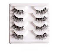 JinweiS 4 pares de pestañas postizas de visón esponjosas, aspecto natural, pestañas postizas de volumen, mitad 01