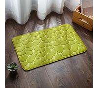 JinweiS Alfombra de baño, extra suave y absorbente, antideslizante, de felpa, para el suelo del baño, color verde guijarro