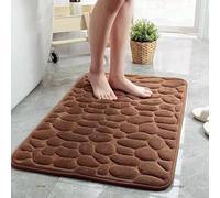 JinweiS Alfombra de baño, extra suave y absorbente, antideslizante, de felpa, para el suelo del baño, color marrón guijarro