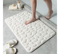 JinweiS Alfombra de baño, extra suave y absorbente, antideslizante, de felpa, para el suelo del baño, guijarro, color blanco