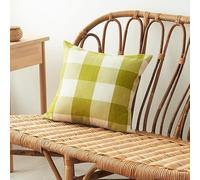 JinweiS Cojín cuadrado de 45 x 45 cm, 1 pieza, cojín decorativo, almohada de granja, almohada moderna de lino a cuadros, almohada para exteriores para decoración del hogar, color verde