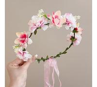 JinweiS Coronas de flores para mujer, diademas de flores, tocado de flores para dama de honor, boda, festival, accesorios, B07