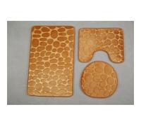 JinweiS Juego de asiento de inodoro de tres piezas de adoquines de color sólido, almohadillas de inodoro limpias y reutilizables, tapete absorbente de agua para ducha (champán)