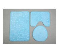 JinweiS Juego de asiento de inodoro de tres piezas de adoquines de color sólido, almohadillas de inodoro limpias y reutilizables, tapete absorbente de agua para ducha (azul cielo)