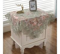 JinweiS Mantel de encaje de damasco cuadrado de lujo para mesa pequeña, elegante mantel de encaje bordado floral para fiesta, cocina, comedor, picnic, decoración (tipo D, 22 x 22 pulgadas)