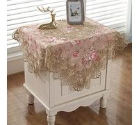 JinweiS Mantel de encaje de damasco cuadrado de lujo para mesa pequeña, elegante mantel de encaje bordado floral para fiesta, cocina, comedor, picnic, decoración (tipo C, 22 x 22 pulgadas)