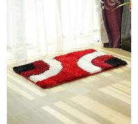 JinweiS Tapete de baño, extra suave y absorbente, tapete de felpa antideslizante para el suelo del baño, medio círculo, color rojo