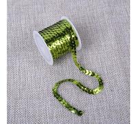 JinweiS Tira plana de lentejuelas de 6 mm, 5 yardas, cinta metálica brillante, cuerda de costura para manualidades de sirena, adornos de disfraz de Halloween, 10 unidades, color verde