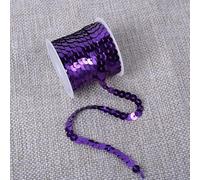 JinweiS Tira plana de lentejuelas de 6 mm, 5 yardas, cinta metálica brillante, cuerda de costura para manualidades de sirena, adornos de disfraz de Halloween, 10 unidades, color morado