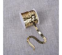 JinweiS Tira plana de lentejuelas de 6 mm, 5 yardas, cinta metálica brillante, cuerda de costura para manualidades de sirena, adornos de disfraz de Halloween, 10 unidades, oro claro