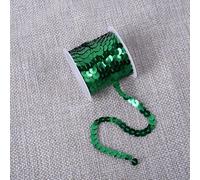 JinweiS Tira plana de lentejuelas de 6 mm, 5 yardas, cinta metálica brillante, cuerda de costura para manualidades de sirena, adornos de disfraz de Halloween, 10 unidades, color verde oscuro