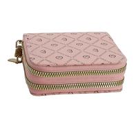 Jinweixb Cartera con doble cremallera para mujer, diseño de corazón, gran capacidad con múltiples ranuras para tarjetas, color rosa, Rosado