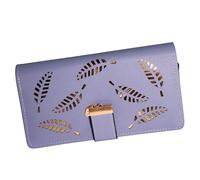 Jinweixb Cartera larga para mujer con patrón de hojas, múltiples ranuras para tarjetas, cierre de cremallera de gran capacidad, color azul, Azul, Fresco y dulce
