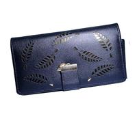 Jinweixb Cartera larga para mujer con patrón de hojas, múltiples ranuras para tarjetas, cierre de cremallera de gran capacidad, color negro, Negro -, Fresco y dulce