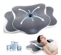 JINXIA Almohada Cervical de Espuma Viscoelástica, Almohada Ergonómica, Antirronquidos para Dormir de Lado, Boca Arriba y Boca Abajo, con Funda Extraíble, Gris