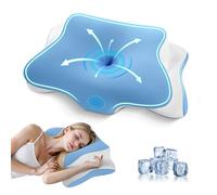 JINXIA Almohada de Espuma viscoelástica, Almohada Cervical para el Dolor de Cuello y Hombros, Soporte Cervical ortopédico y ergonómico para quienes Duermen de Lado, Boca Arriba o Boca Abajo, Azul