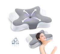 JINXIA Cervical Pillows for Sleeping,Ergonomic Orthopedic Neck Support Pillow,Memory Foam Pillow with Removable Pillowcase for Side,Back, Stomach Sleepers, GrayWhite