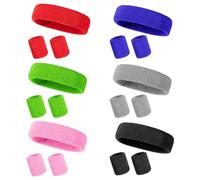 JINXIAN 18 Piezas Muñequeras de Diadema Set Incluir 6 Cinta Pelo Deporte y 12 Deportivas Muñequeras Absorbentes 6 Colore Transpirable y Absorbente del Sudor para Gimnasio Atlético