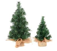JINXIAN 2 Piezas áRbol de Navidad Artificial 20 cm 30 cm de PVC Arbol de Navidad Pequeño con Base de Yute áRbol de Navidad en Miniatura para Decoracion Arbol de Navidad Mini