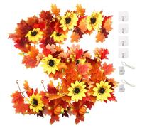 JINXIAN 2 Piezas Guirnaldas de Hojas de Arce Artificiales Vides de Hojas de Otoño Colgantes con 4 Ganchos Enredadera Artificial Exterior para Hogar Jardín Boda Decoración de Otoño