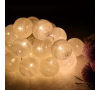 JINXIAN 20 LED Blanco Cuerda de Bolas de Algodón 3 m/ 118 in Guirnalda Luces Interior Ø 5.8 cm Fairy Lights para Navidad Boda Fiesta Decoracion Habitacion Residencia Patio