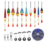 JINXIAN 205 Pcs Plomada de Pesca 10 Pcs Flotadores de Pesca 4 Pcs Frijoles Espaciales 3 Pcs Eslabón Giratorio de Pesca Kit Pesca para Pesca Accesorios Lago Pesca en el Mar
