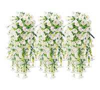 JINXIAN 3 plantas artificiales colgantes blancas Morning Glory 75 cm/29,52 en flores falsas, resistentes a la intemperie, resistentes a los rayos UV, plantas artificiales de balcón para jardín, porche