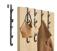 JINXIAN Colgador Puerta 5 Piezas x 5 Ganchos Perchero Puertas 30 cm Gancho Vertical para Puerta No es Necesario Taladrar para Ropa Toallas Sombreros Paraguas Ahorro de Espacio (Negro)