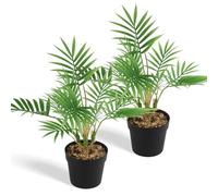 JINXIAN Juego de 2 Plantas Artificiales Decorativas 35cm Planta Palmera | Hay 12 Hojas Interior Artificial Decorativa Plantas Maceta Negra para Decoracion Hogar Jardín de Bodas