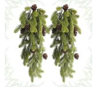 JINXIAN Ramas Pino Navidad 2 Piezas 74 cm Ramas de Abeto Artificiales con Conos de Pino Abeto Artificial Plástico para Manualidades Chimenea Al Aire Libre Decoración del Hogar