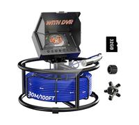 JINXINEBAY Cámara de inspección de tuberías de alcantarillado, monitor IPS de 4.3 pulgadas con tarjeta TF de 32 GB DVR, cámara IP68 1080P, cable de fibra de vidrio de 100 pies, batería de 8500 mAh