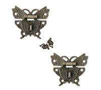 JINXM 2PCS Cierres Antiguos Pestillo Cerrojo Cierre de Broche Herrajes Candados de Cajas Antiguo con Tornillos para Joyero de Madera