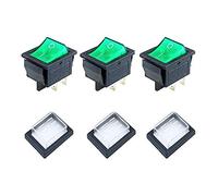 JINXM 3 Piezas Mini Interruptores Basculantes de Boton Impermeable Interruptor Basculante 4 Pines 2 Posiciones ON-OFF 16A/250V 20A/125V Interruptor Spst para Auto Vehiculo Barco Verde